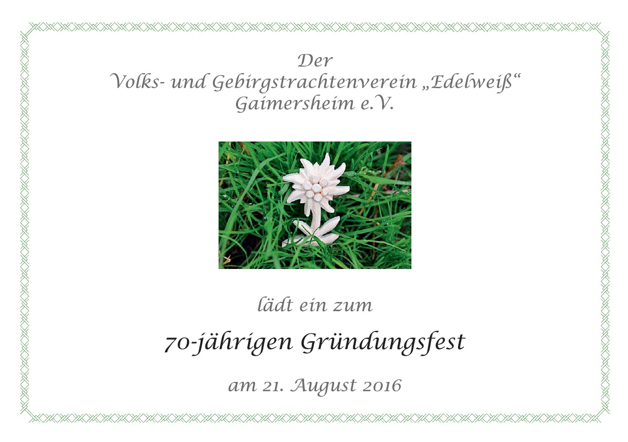70-jähriges Gründungsfest „Edelweiß“ Gaimersheim